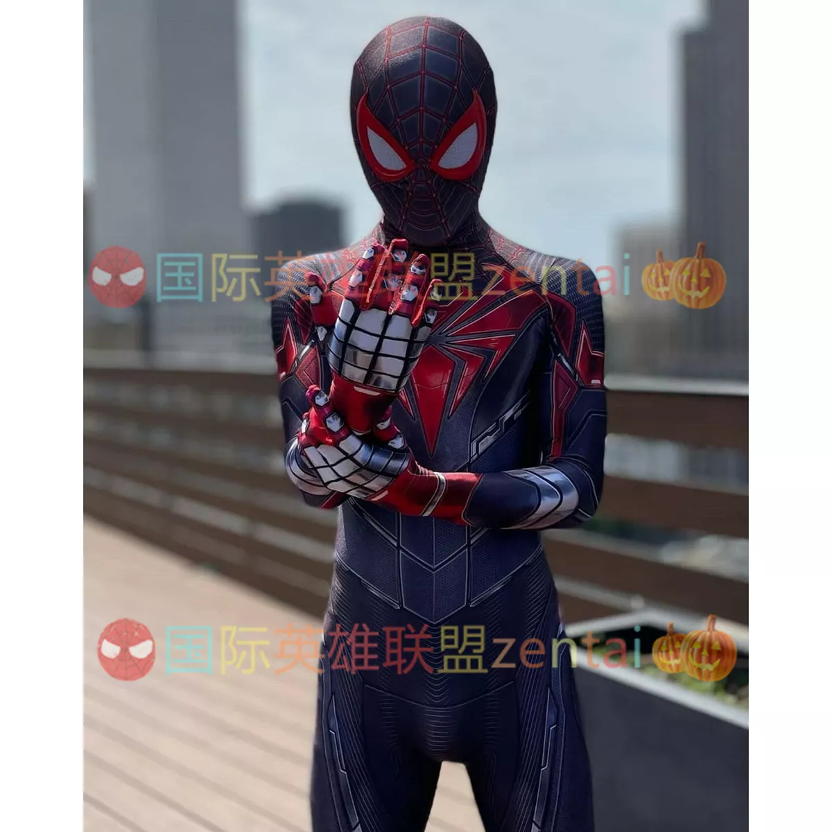 Cool Spider-man Miles Morales Cosplay Costume Spiderman Jumpsuit