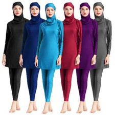 3PCS Full Cover Women Swimwear Muslim Hijab Swimsuit Modest Beach Burkini Suit