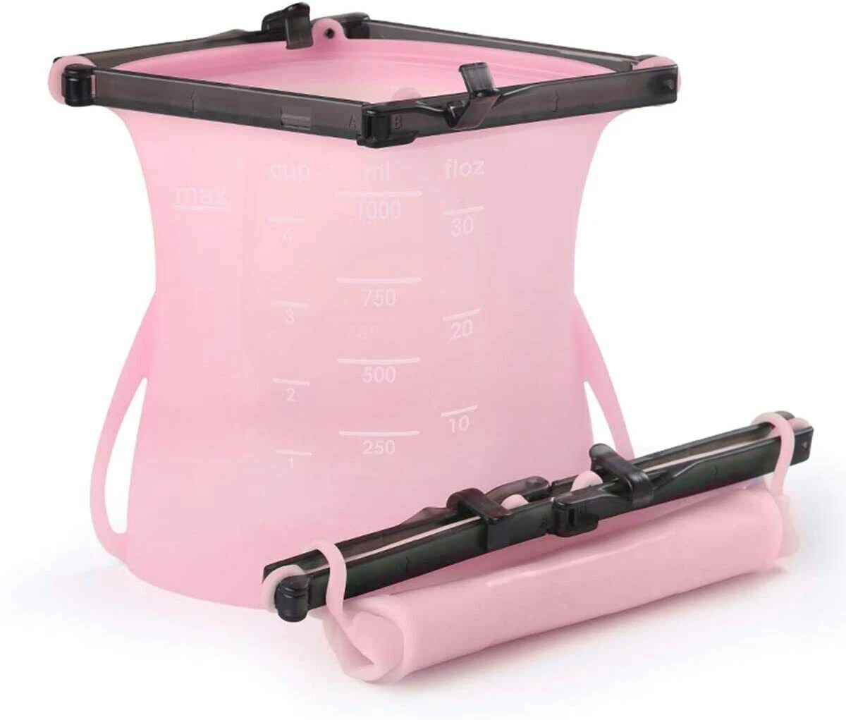 Silicone Food & Liquid Storage Bag, Hygienic & Leakproof, 1000ml, Reusable, PINK