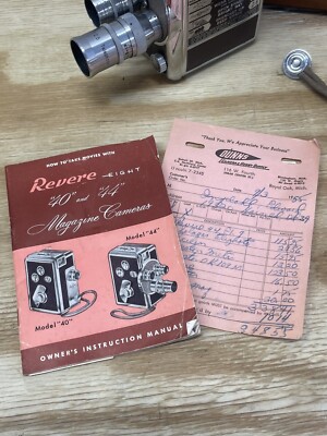 Revere 8 Model 44 Movie Camera w/ 3 Lenses, Manual Vintage Revere