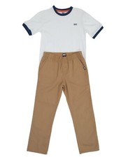 DKNY Boys White  Tan T-Shirt And Pants Set Size 6. NWOT