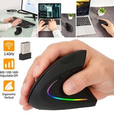 Ergonomic Mouse Optical Vertical Mice 6 Keys Wireless 2.4G 1600DPI For PC Laptop