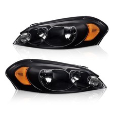 Headlights For 06-13 Impala 14-16 Limited Clear Lens Black Housing Amber 2pc