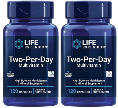 Life Extension Two-Per-Day Multivitamin 2X120Caps Over 25 Vitamins Minerals