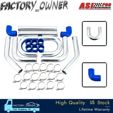 2.5'' Universal Aluminum Intercooler Turbo Piping Pipe Kit & Blue Hose US'