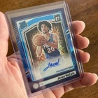 Jared McCain 2024-25 Donruss Optic Rated Rookie SP Purple Prizm Auto RC 313 Holo