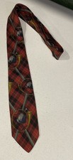 Vintage Polo Ralph Lauren Silk Equestrian Plaid Hunt Hunting Theme Tie Red