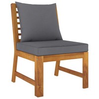 Vidaxl Modular-Mittelsofa Mit Dunkelgrauen Kissen Akazie Massivholz Neu