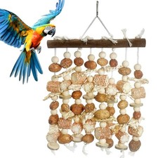 Large Parrot Toys Natural Nuts Corn Cob Wooden Chewing Tearing Toy for Africa...