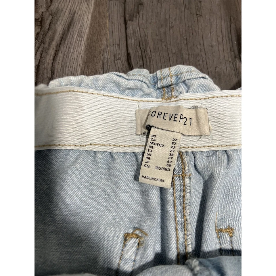 Pantalones cortos de mezclilla de tiro alto Forever 21 talla 27 azul enrollable para mujer junior Foto 4 de 4