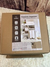 360  Bamboo Cosmetic Organizer, Multi-Function Storage Carousel Makeup Rustic