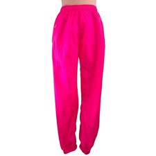 Vintage HOT DOGGER L Neon Pink Nylon Track Pants 90s Surf Skate Streetwear USA