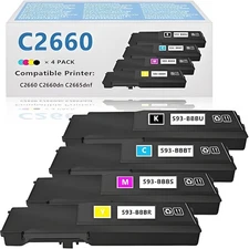4-Pack High-Yield Toner Cartridge for Dell C2660dn C2665dnf Printer