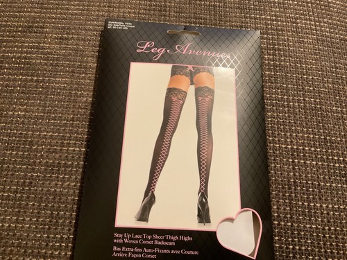 Schwarze undurchsichtige halterlose Strümpfe Leg Avenue One Size - Bild 2 von 2