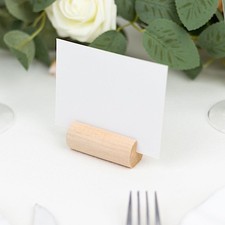 NATURAL 10 Cylindrical 2" Wood PLACE CARD HOLDER Table Number Stands Party Event