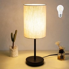Small Table Lamp, Bedside Table Lamp for Bedroom, Lamp for Nightstand with Li...
