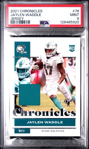 2021 Panini Chronicles Jaylen Waddle Jersey RC /199 PSA 9 Mint Dolphins #76
