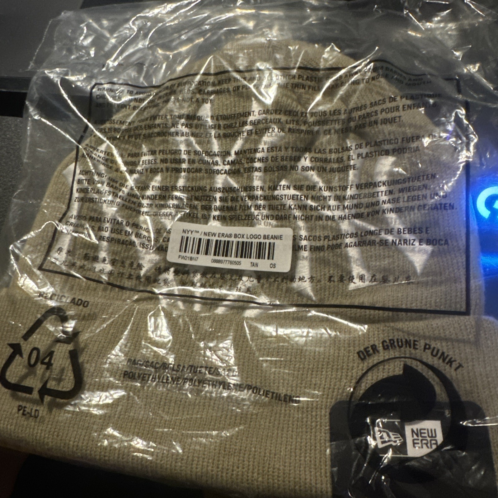 New Sealed Supreme New York Yankees New Era Box Logo Beanie Tan (FW21)🔥rare image 3