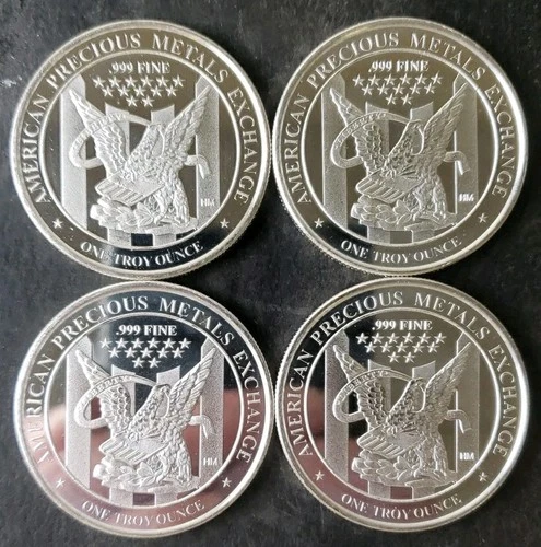 Lot of Four Apmex 1oz Silver Rounds