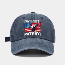 Patriot American Flag Eagle Washed Baseball Cap Adjustable Patriotic Dad Hat