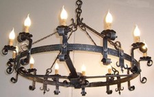LAMPADARIO FORGIA 12 LUCI IN FERRO BATTUTO LANTERNA APPLIQUE LAMPIONE LAMPADE