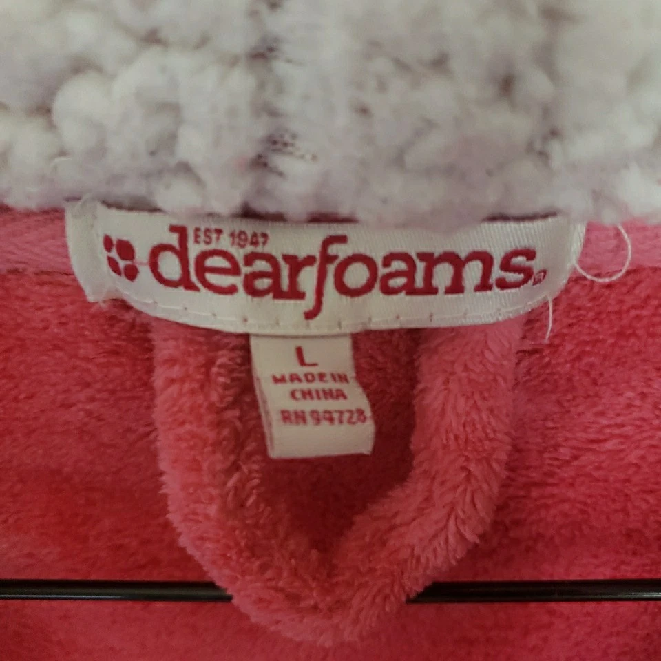 Bata de mujer Dearfoams talla L con capucha polar con cinturón rosa Foto 2 de 4