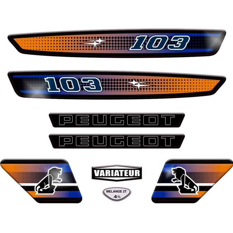 Stickers Peugeot 103 SP dégradé orange en vinyle laminé anti-UV résistant