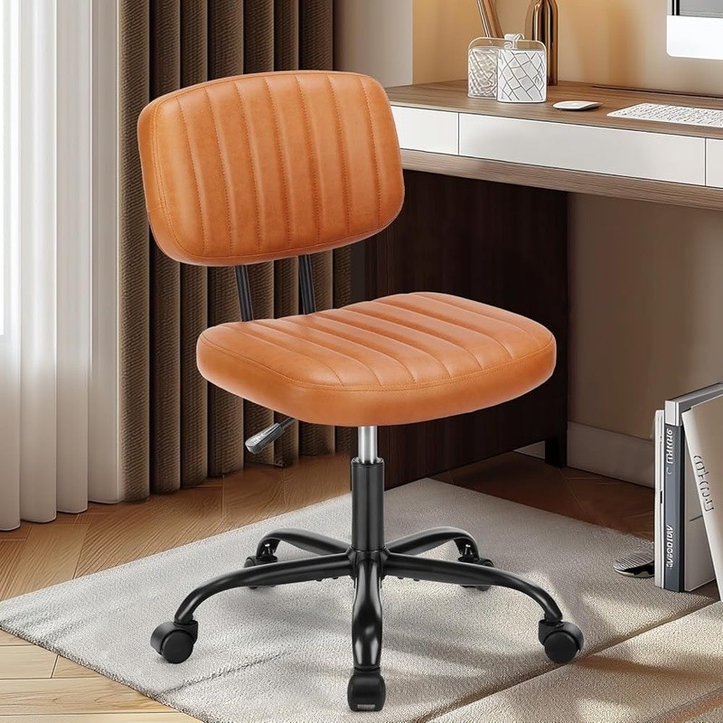 Ergonomic Small Desk Chair Pu Leather Swivel Task Chair New