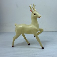 Vintage Christmas Celluloid Plastic Prancing Deer Reindeer Ivory 9" Tall Japan