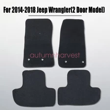 For 2014-2018 Jeep Wrangler(2 Door Model) Front & Rear Velour Floor Mats Carpet