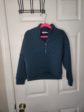 DSG Kid Youth Girls Quilted Green 1/4 Zip Pullover Jacket Sweater/ Size Small