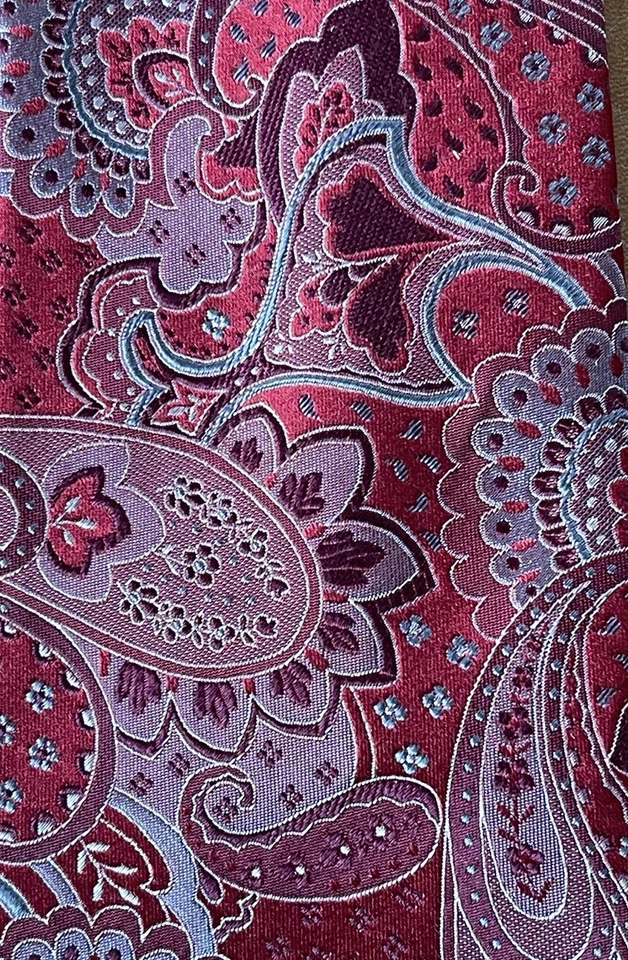 "Corbatas hechas a mano de seda Geoffrey Beene - 3 hermosos patrones - rojo azul púrpura 3 1/2""" Foto 3 de 4