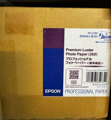 EPSON Premium Luster Photo Paper (250) Size 10'' X 100' Roll - SEALED