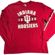 Indiana Hoosiers Shirt Mens Extra Large Red Long Sleeve Adidas NCAA Basketball