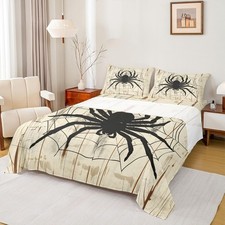 Manfei Black Spider Sheet Set Full Sizearachnid Animal Theme Halloween Gothic