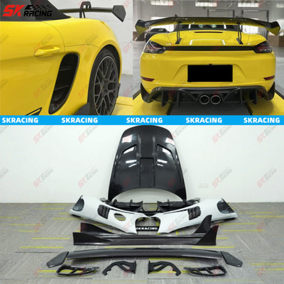 Fits Porsche 718 982 981 Cayman Boxster 13+ Carbon+FRP Side Skirts Hood BodyKits