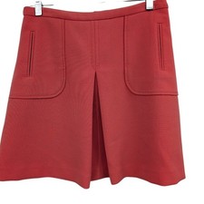 Anthropologie Maeve A-Line Mini Skirt Coral Pink Pleated Pockets Women's Sz 4