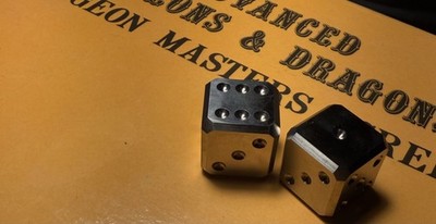 Dungeons and Dragons AD&D Pip dice GENUINE Grade II Titanium (set of 2) D6 TSR
