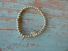 Disney Gold Tone ADULT/TEEN STRETCH BEADED MINNIE MOUSE CHARM BRACELET