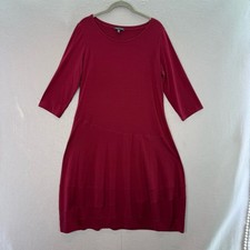 Eileen Fisher -women’s burgundy 3/4 sleeve mid dress round neck jersey knit SZ M