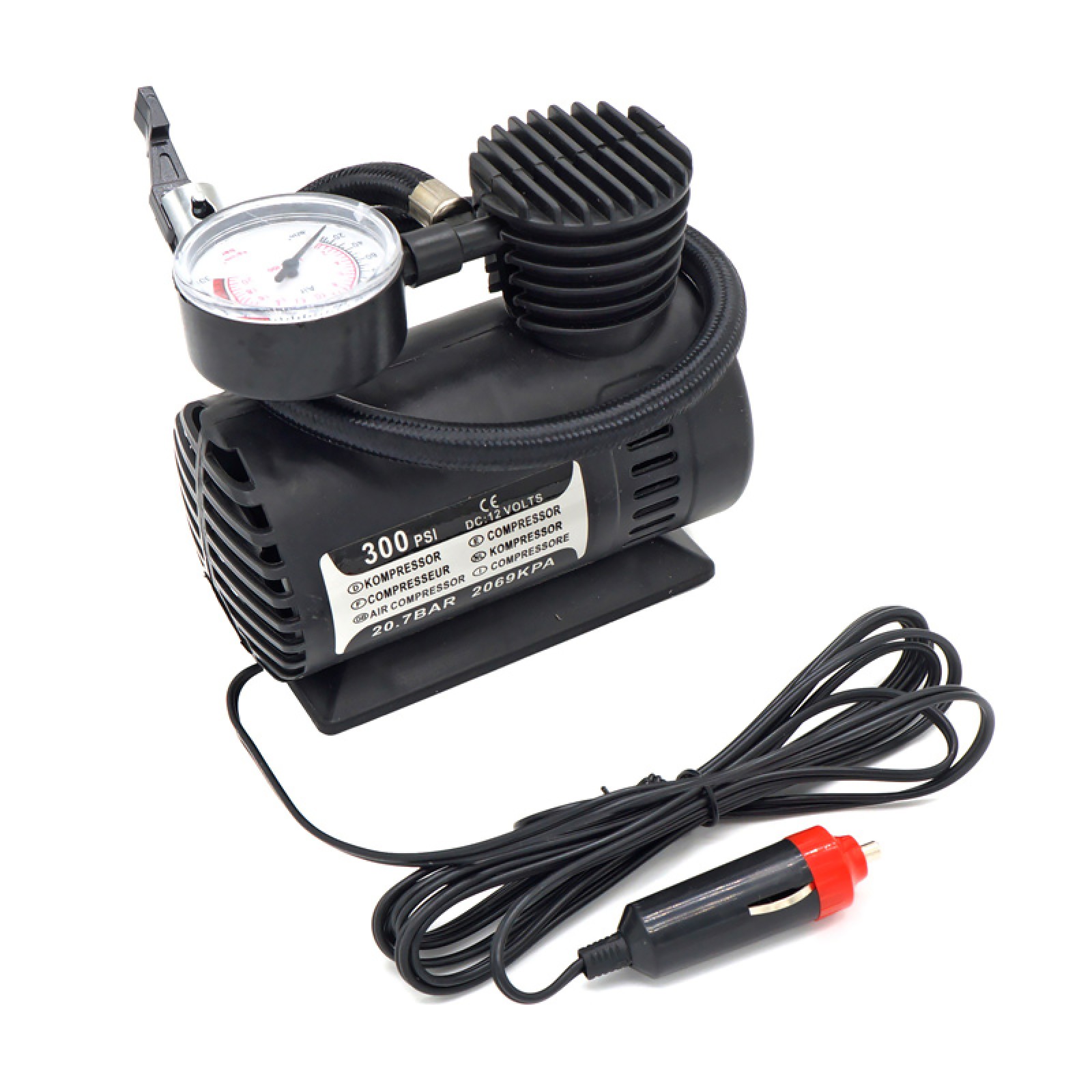 300PSI Portable Air Compressor Electric Tire Inflator Pump with Pressure Gauge B