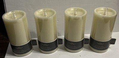Lot of 4 Threshold Signature 8 7/16''x4'' Motion Faux Flame LED Pillar Candles NWT