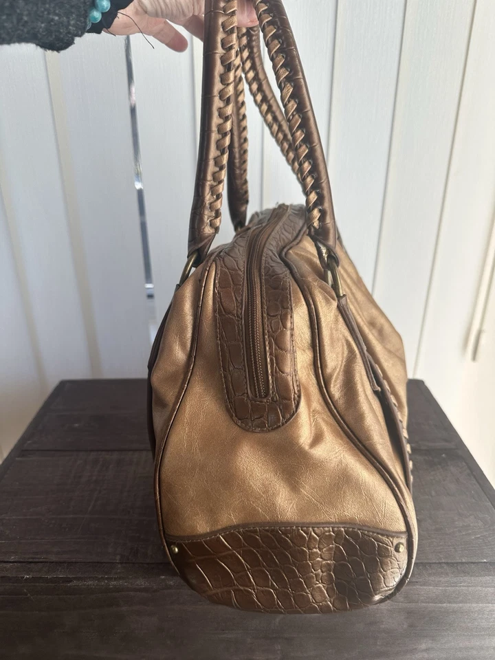 Coldwater Creek Women’s Gold Brown Double Handle Purse - Image 4 of 4