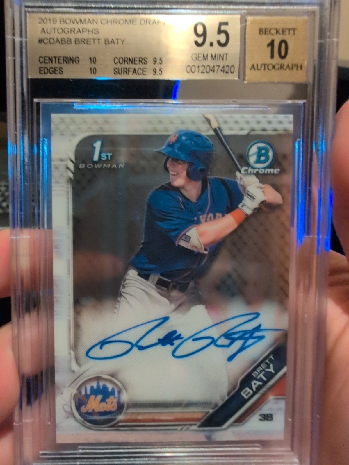 2019 Bowman Chrome Draft Auto Brett Baty #CDABB BGS 9.5 / Auto 10 Gem Mint++