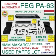 GENUINE FEG “PA-63” 9MM MAKAROV USED PARTS LOT - HUNGARIAN FEG PA63 (9X18MM) MAK