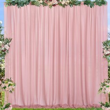 2 Panels Dusty Rose Chiffon Backdrop Curtains Wrinkle Free Sheer Fabric 5x7 Ft