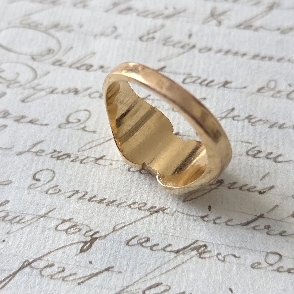 Bague Chevalière Plaqué Or Tank 1920 Ancienne Époque Art Déco TTD58 - Photo 4/4