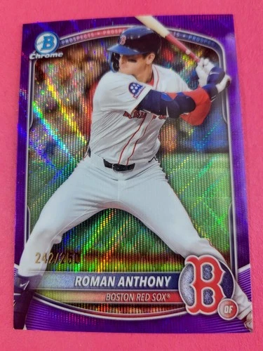 2025 Bowman Chrome Prospects Roman Anthony - Purple Wave Ref /250 RC Red Sox