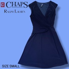 Ralph Lauren Chaps Navy Blue Twist Waist Sleeveless Mini-dress - Size Small/Med