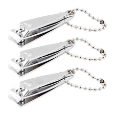 3pk 2" Mini Finger Nail Clipper Manicure Trimmer Curved Edge + File & Key Chain